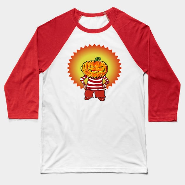 halloween pumpkin head naughty boy funny cartoon Baseball T-Shirt by anticute